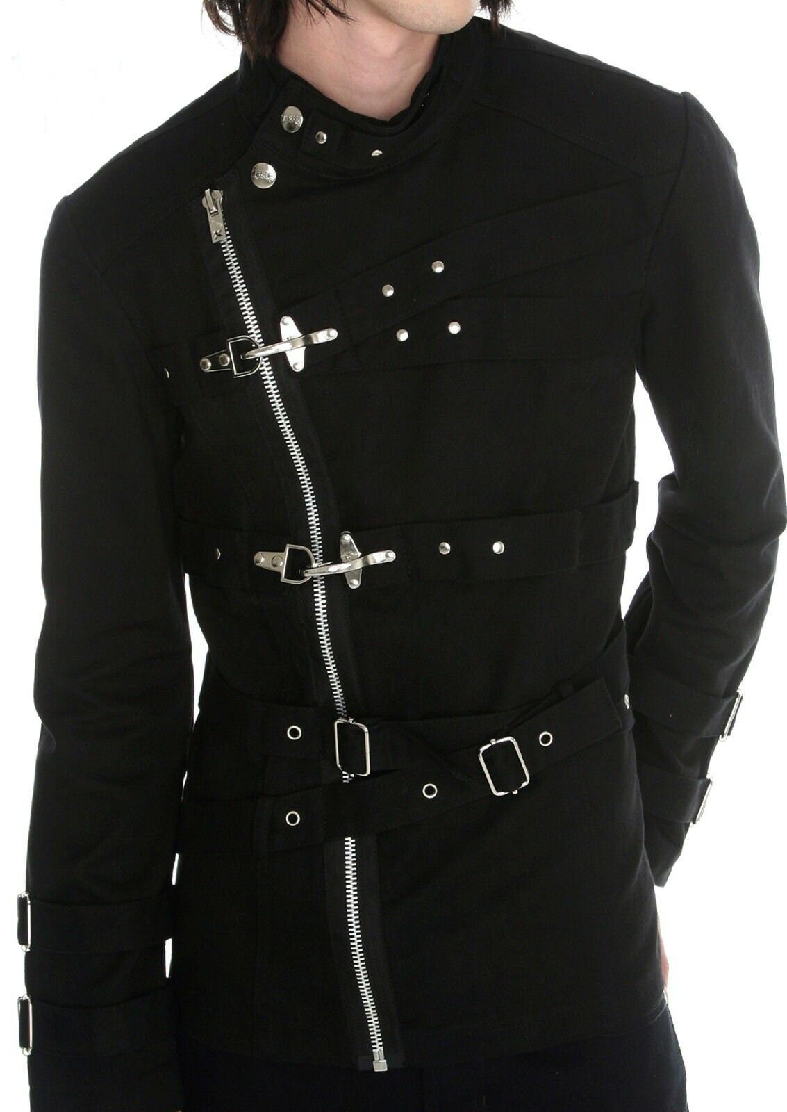 Men's Black Gothic Style Army Jacket Gothic Steampunk Etsy