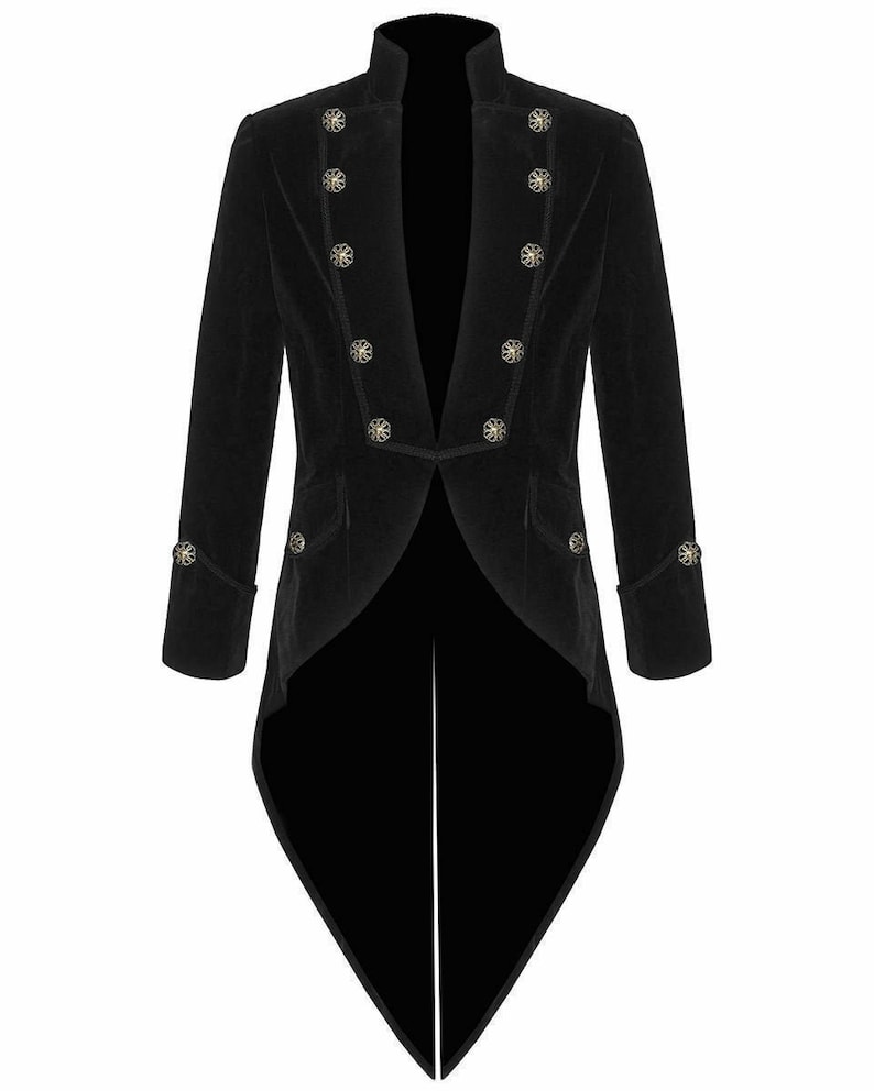 Men’s Steampunk Costume Essentials Mens Handmade Black Velvet VLADIMIR TUXEDO Jacket Tail coat Goth Steampunk VictorianFree Shipping USA $89.00 AT vintagedancer.com