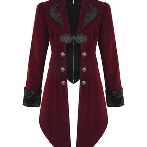 Men's Jacket Coat Red Black Velvet Gothic Steampunk VTG - Etsy