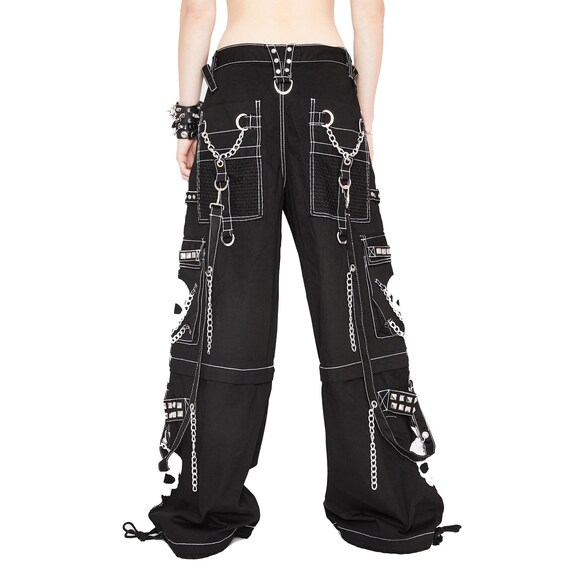 Men Gothic Trouser Black Chain Trouser Zip Off Punk Short Pant Goth