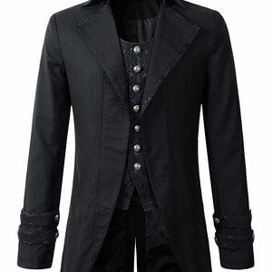 Men's Gothic Jacket Tailcoat Black Brocade Steampunk Victorian, Formal  , Waistcoat for Men, Wedding Coat, Men's Coat, Groom  Coat