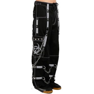Men's Gothic Men's Bondage Gothic Cyber Pant Chain Techno Rock Punk Shorts  Trouser Blue/Black Pants/USA (46) at  Men's Clothing store