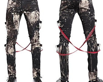 New Gothic Skinny Jeans Apocalyptic Rebel Punk Emo Pants