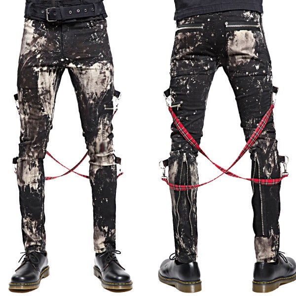 Prime Quality  Gothic Skinny Jeans Apocalyptic Rebel Punk Emo Pants/USA Goth Punk REBELL Pants