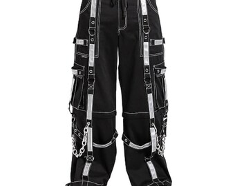 Women's Black Lock Up Prime Quality Handmade Gothic Bondage Pant Alternative Punk Rock Emo Trouser Shorts