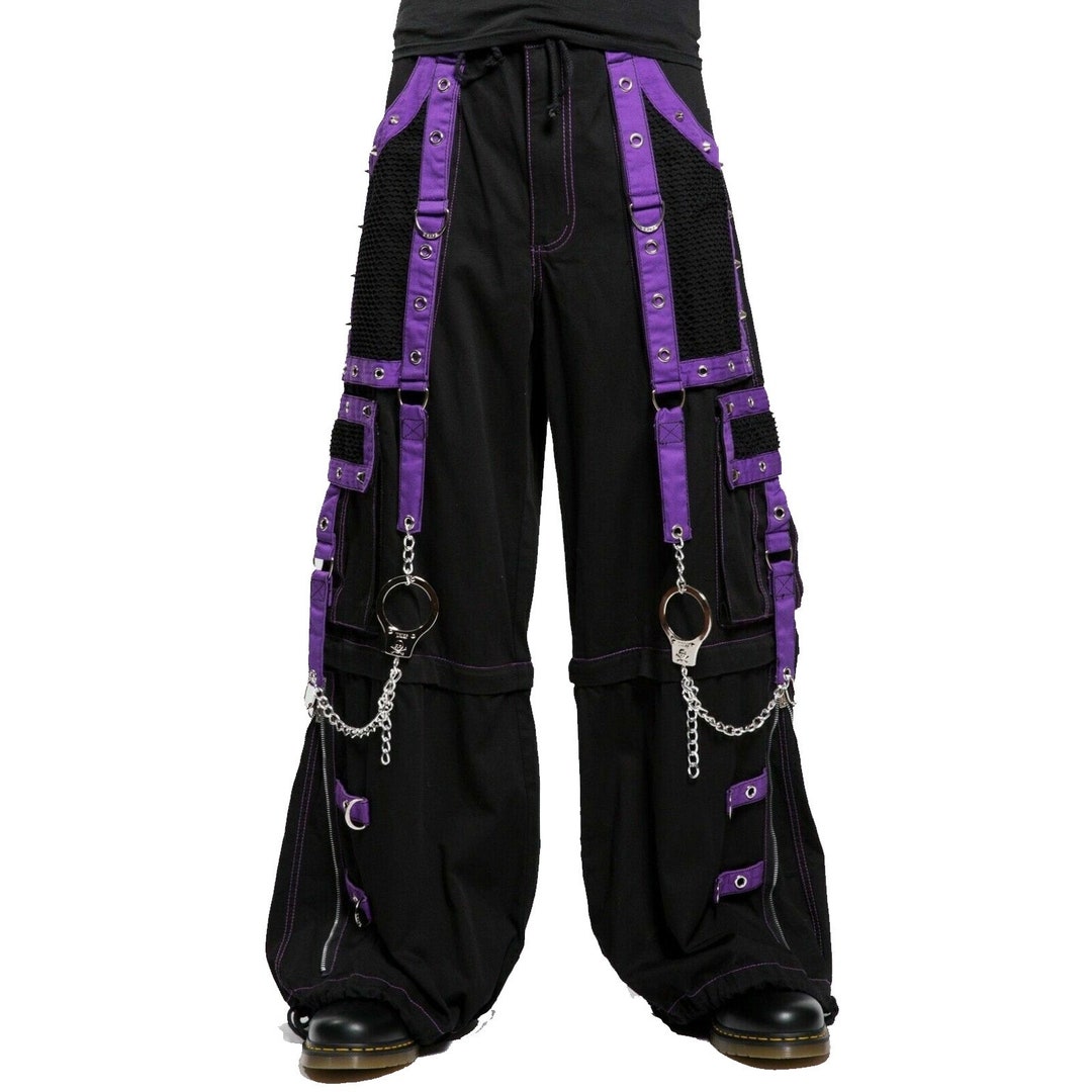 Men's Pant Black/purple Punk Baggy Pant W/chrome Rings & Chain/usa - Etsy