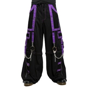 Men's Pant Black/Purple Punk Baggy Pant W/Chrome Rings & Chain/USA