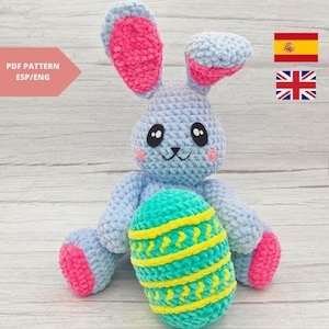 PDF ESP/ENG Amigurumi Rabbit. Easy Amigurumi Pattern. Beginner Crochet. Step-by-Step Easter Amigurumi Bunny Tutorial