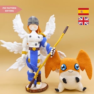 Patamon & Angemon Pattern Set Digimon Amigurumi Bundle (2 PDF Tutorials) | Anime Crochet Toy.