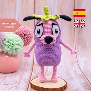 Courage the Cowardly Dog Amigurumi Pattern - Instant PDF Download, Beginner-Friendly Crochet Tutorial.