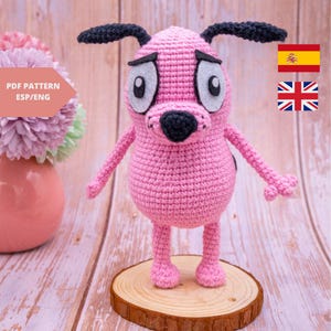 PDF Patrón Amigurumi Coraje el Perro Cobarde – Tutorial de Crochet Fácil, Muñeco de Dibujos Animados para Tejer