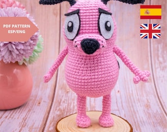 PDF Patrón Amigurumi Coraje el Perro Cobarde – Tutorial de Crochet Fácil, Muñeco de Dibujos Animados para Tejer