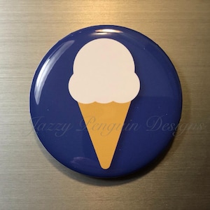Ice Cream Cone Pin Button or Magnet 2.25 inches