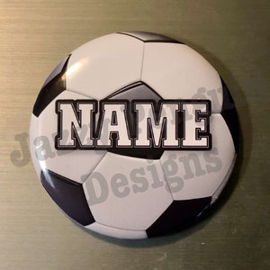 Custom Personalized Name Soccer 2.25” Pin Button or Fridge Magnet