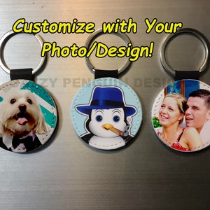 Personalized Photo PU Leather Keychain | Custom Photo Keyring | Glitter Back | Faux Leather | Gifts for Her | Gifts for Him | Valentine Gift