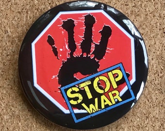 Stop War Ukraine 2.25 inch Pin Button or Magnet