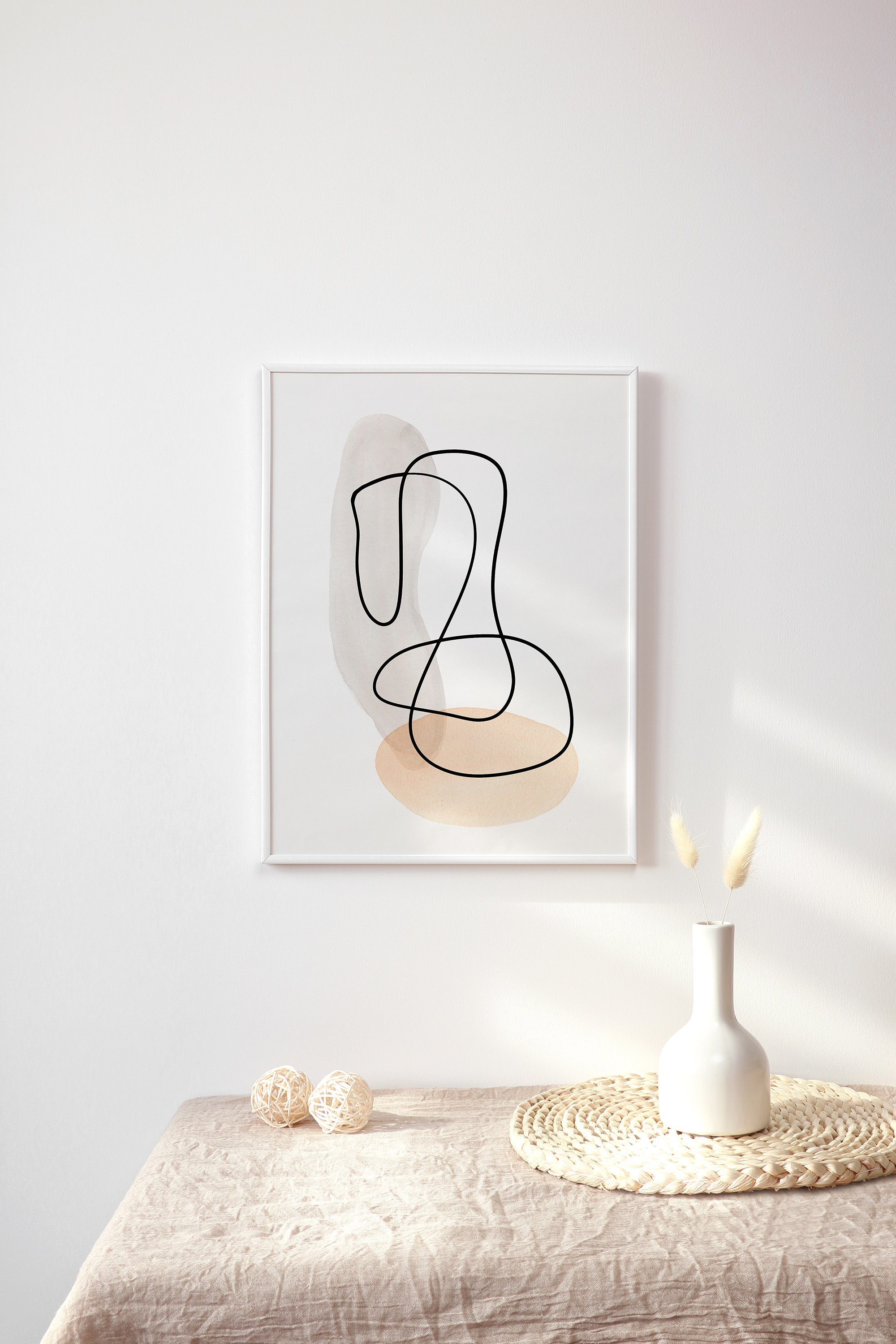 Textured Line Art Print Neutral Wall Decor Contemporary | Etsy