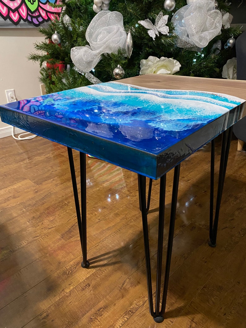 Wonderful Live Edge Ocean Resin End Table | Etsy