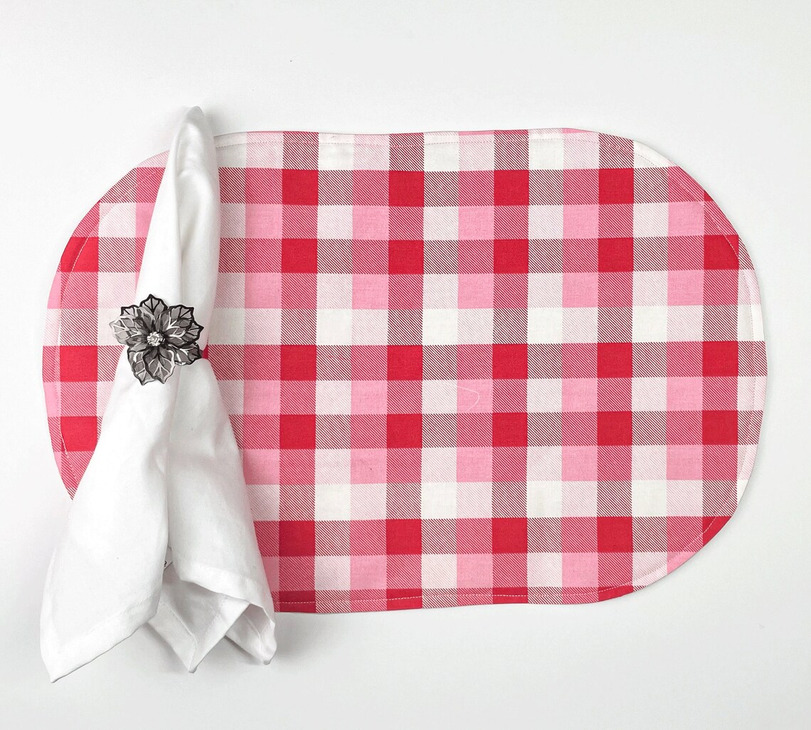 Valentine's Plaid Placemat Set Set of 4 Placemats 4 Etsy