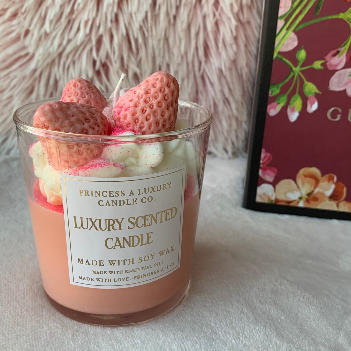 Strawberries And Cream Handmade Soy Wax Candle with Whipped Etsy