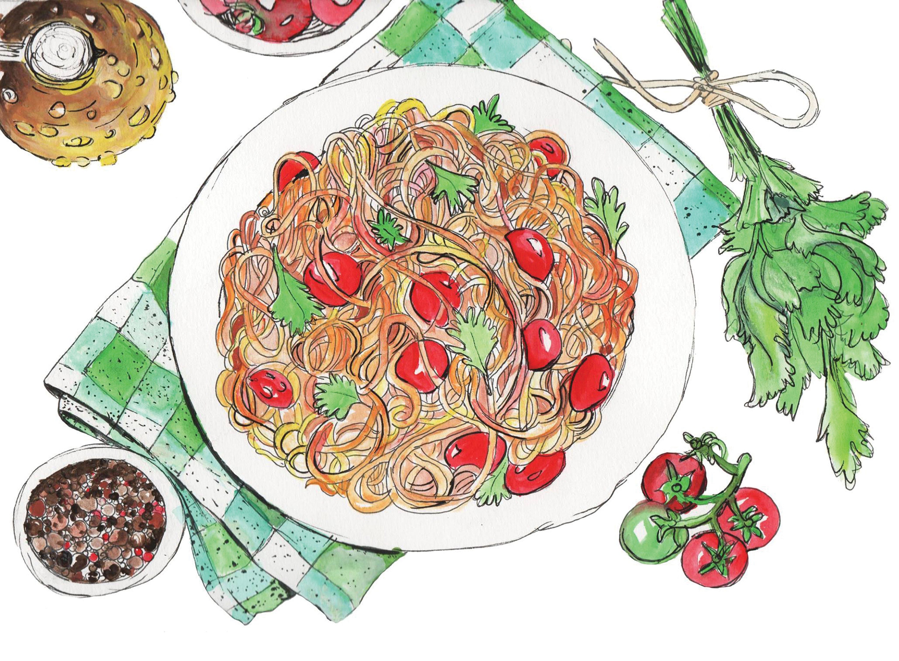 Spaghetti Bolognese Food Art Watercolour art print pasta Etsy