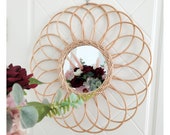 50cm Rattan Mirror, Wall Hanging Rattan Mirror, Framed Wall Mirror, Boho Decor, Bohemian Home Decor, Sunflower Rattan Mirror, Wicker Mirror