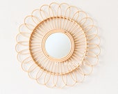 55cm big Rattan Mirror Wall Hanging Rattan Mirror Framed Wall Mirror Boho Decor, Bohemian Home Decor, Sunflower Rattan Mirror, Wicker Mirror