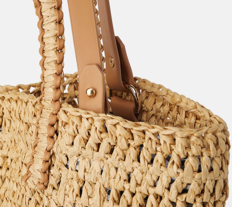 Bucket straw wicker women Beach bag straw top straw purse Etsy