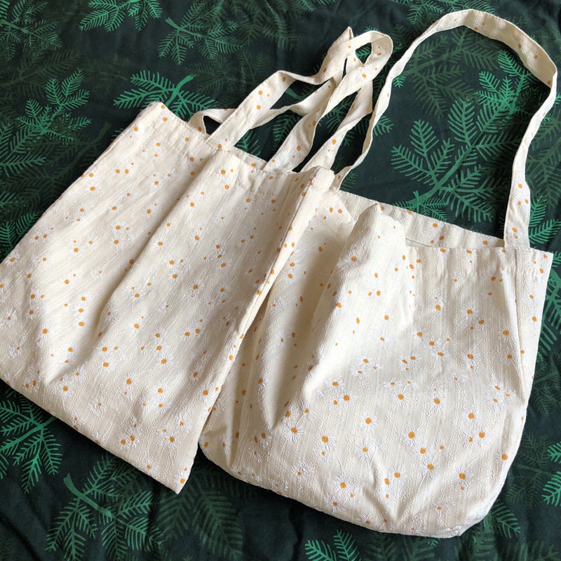 Daisy flower canvas shoulder bags embossed floral handbag Etsy