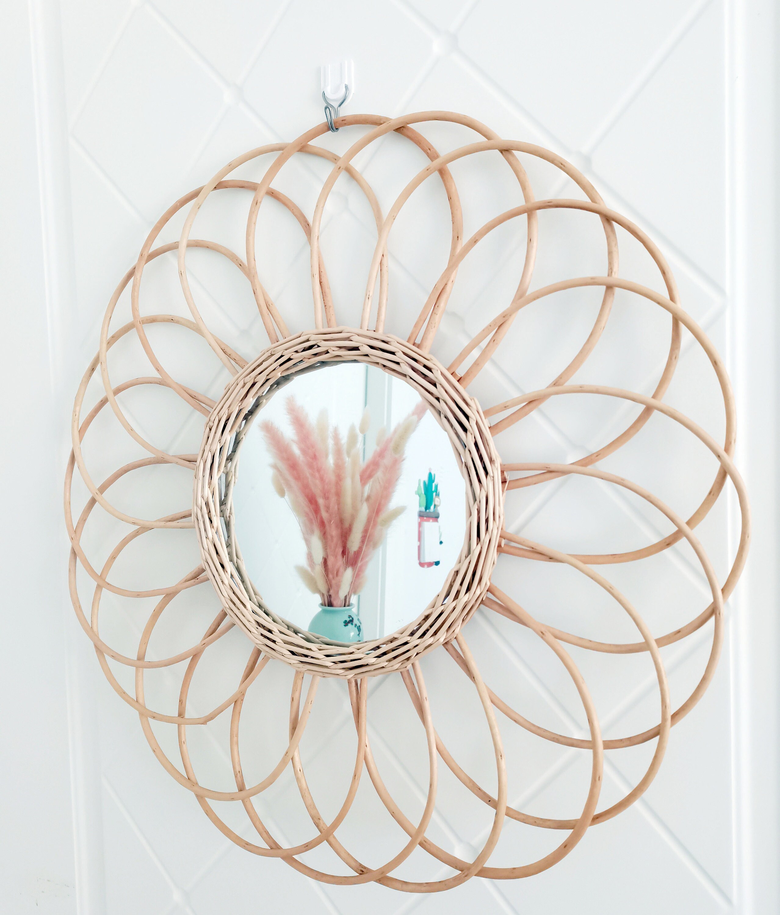 50cm Rattan Mirror Wall Hanging Rattan Mirror Framed Wall Etsy