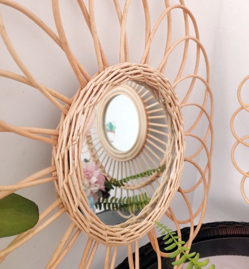 50cm Rattan Mirror Wall Hanging Rattan Mirror Framed Wall Etsy