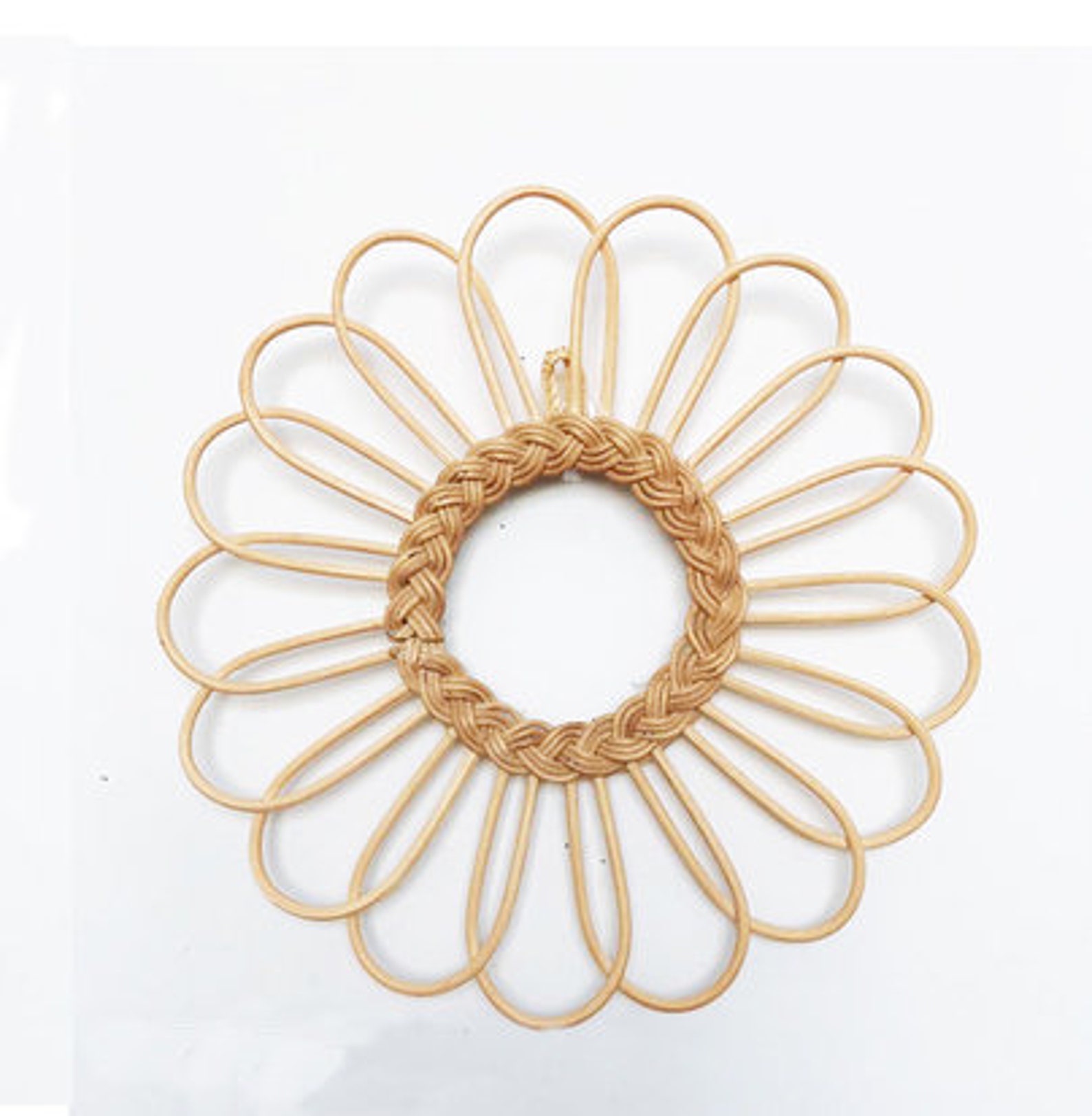 36cm Rattan flower Mirror Wall Hanging Rattan Mirror Framed Etsy