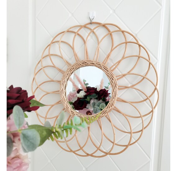 50cm Rattan Mirror Wall Hanging Rattan Mirror Framed Wall Etsy