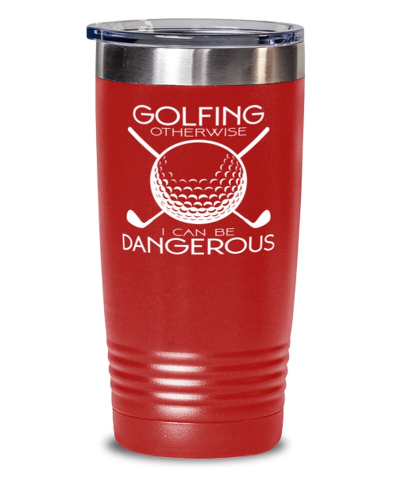 Golfing 20oz Tumbler Red Stainless Steel Insulated Lid Golfing Tea Coffee Travel Vacuum Cup Tumbler Gift Present Idea