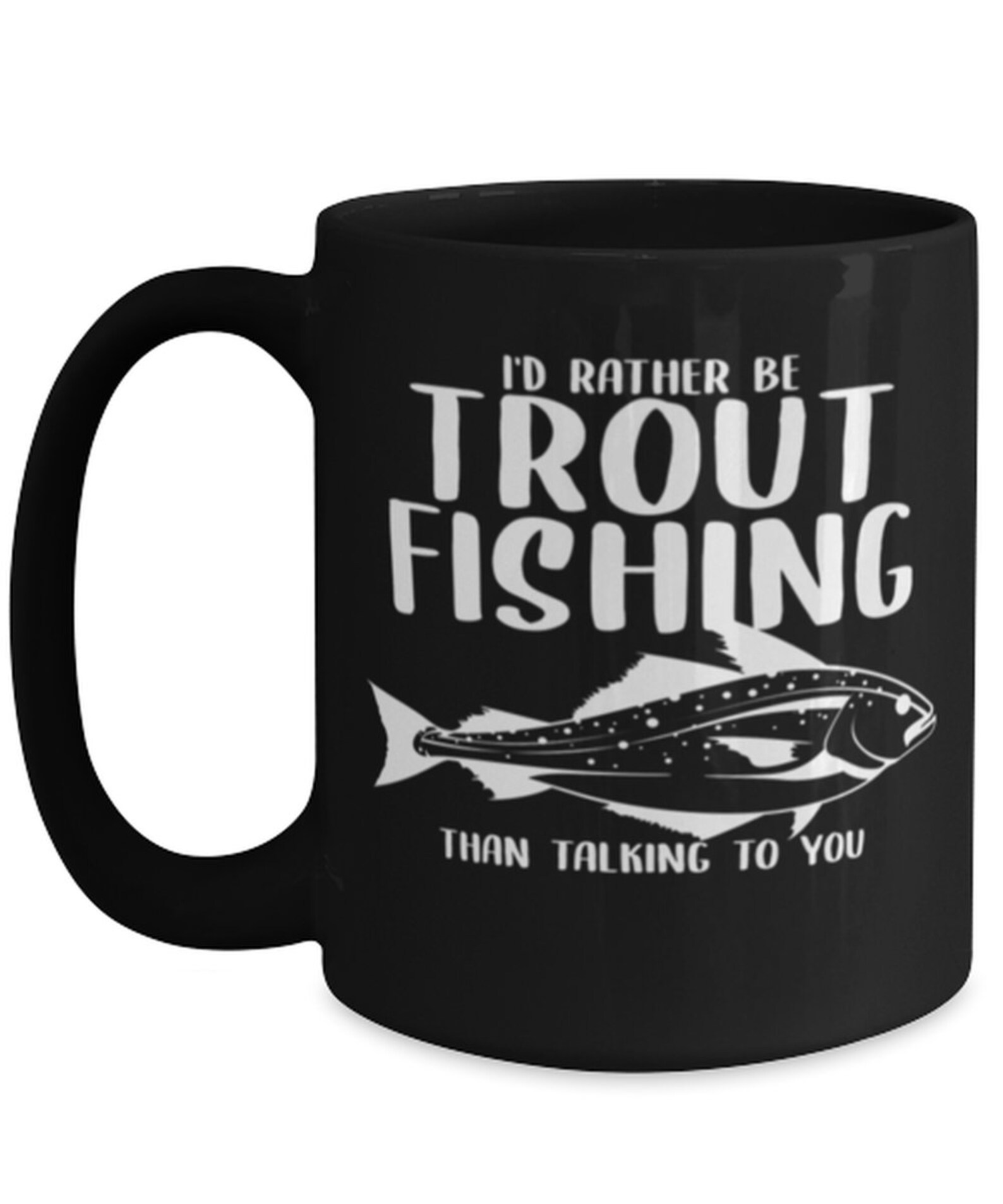 Trout Mug 15oz Trout Tea And Coffee Black Mug Cup Uniquque Etsy