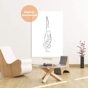 PRINTABLE Yoga line wall art, minimalist figure Yoga print, Yoga pose posters, Line art, Black and white prints, Abstract Yoga Gift Ideas