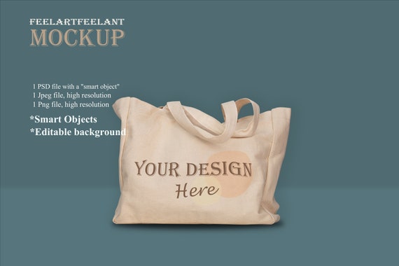 Mockup Shopping Fabric Bag Mock Up, Gift Craft Fabric Bag, Kraft Bags Mockup  Editable Background and Color Smart Object 