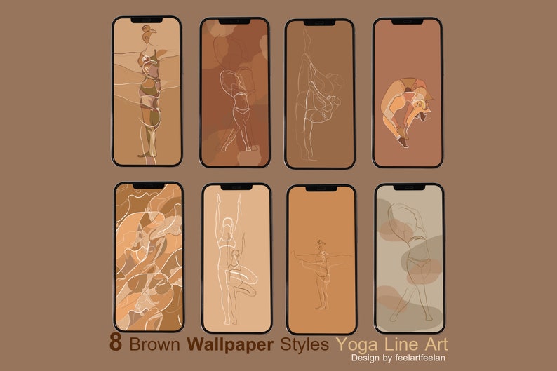 Iphone Ipad Ipod Wallpaper Yoga Line Art Brown Color Etsy Iphone Ipad Ipod Wallpaper Yoga Line Art Brown Color Etsy
