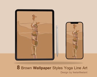 Iphone Ipad Ipod Wallpaper Yoga Line Art Brown Color Etsy Iphone Ipad Ipod Wallpaper Yoga Line Art Brown Color Etsy