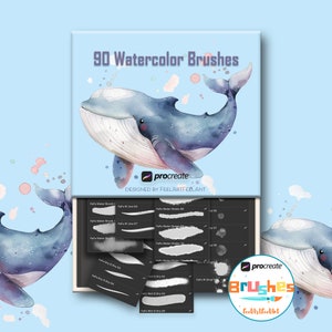 90 Watercolor Brushes for Procreate, Digital watercolor brush, Procreate watercolor Instant download, Realistic Watercolor Procreate Brushes