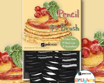 45 potloodborstels voor Procreate, Procreate-schetsborstels, textuurborstel, handschriftborstel, iPad-borstel, Procreate-borstelpakket