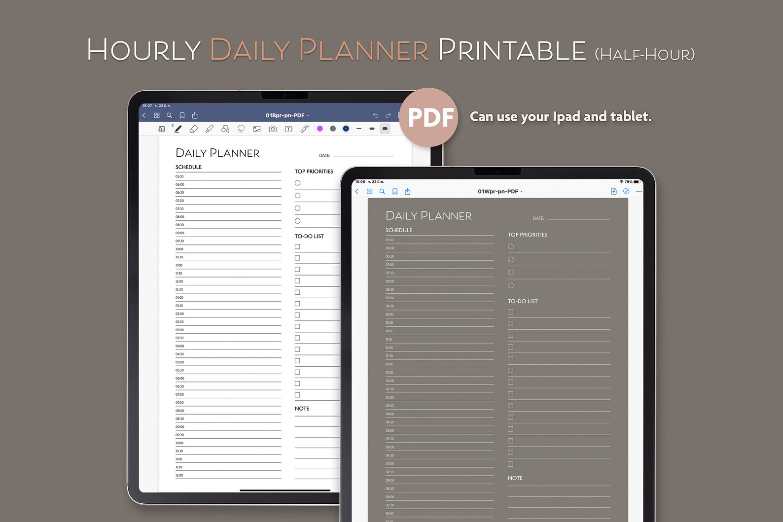 Printable Daily Planner half-hour,daily Schedule, To-do List, Instant ...