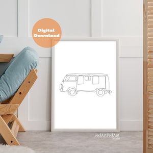 Printable Wall Art, Minimal Classic Car Print, Continuous line Minimalist, One Line Print, car printable line art, Modern Home Wall Art