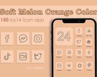 150 ios14 Icons App Soft melon color (Color Block) pastel Aesthetics icon, Minimalist  iOS14 Iphone App icons