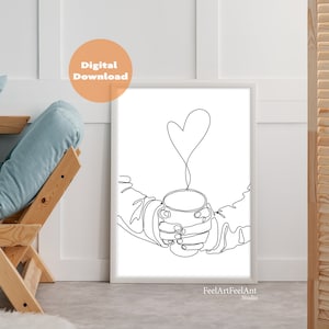Printable Wall Art Minimal Coffee Print, Continuous line Minimalist, One Line Print, Printable Coffee, Coffee Lover, Minimal Kitchen Decor