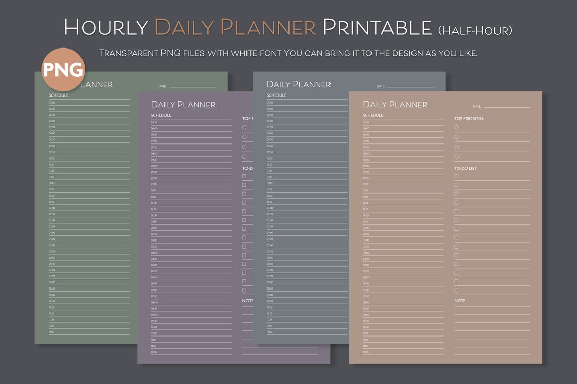 Printable Daily Planner half-hour,daily Schedule, To-do List, Instant ...