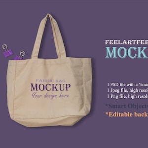 Mockup - Shopping Stoff Tasche Mock Up, Geschenk Handwerk StoffTasche, Kraft Taschen Mockup | Bearbeitbare Hintergrund- und Farb| Smart-Objekt