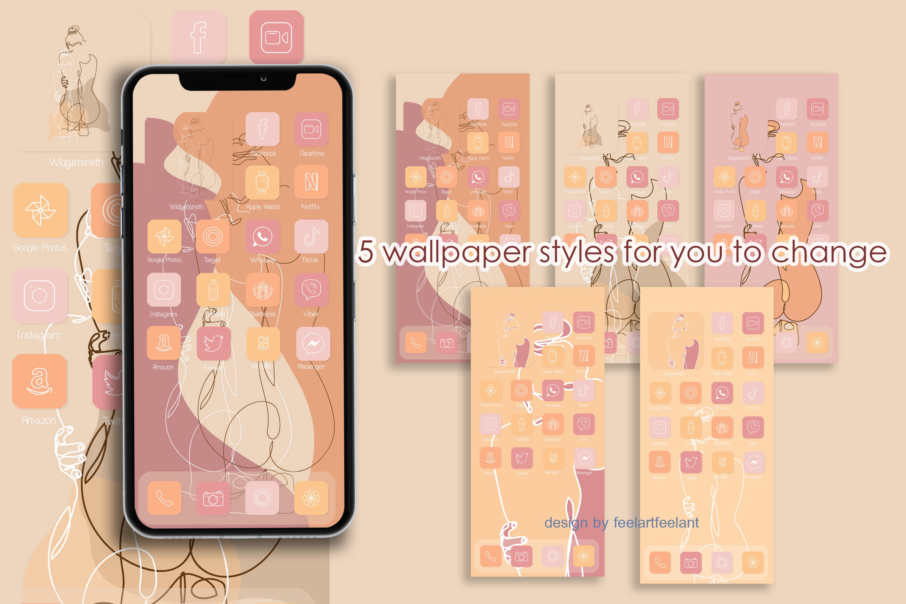 Nude Woman Line Art Sweet Color Icon