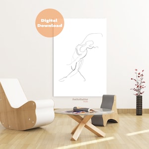 PRINTABLE Yoga line wall art, minimalist figure Yoga print, Yoga pose posters, Line art, Black and white prints, Abstract Yoga Gift Ideas