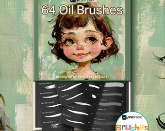 Procreate 用 64 種類のオイル ブラシ、オイル ブラシ、オイル テクスチャ、オイル キャンバス、iPad ブラシ、Procreate ブラシ パック